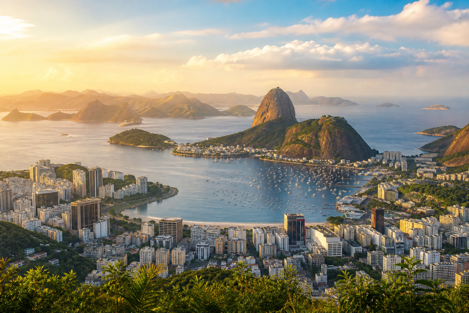 Sugarloaf Mountain and Guanabara Bay in Rio de Janeiro, Brazil